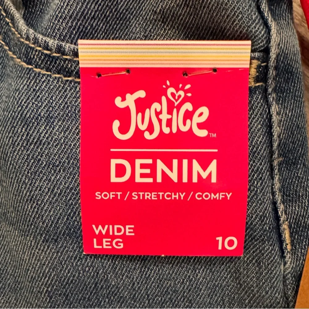 Justice Girls Wide Leg Floral Print Jeans Size 10 NWT